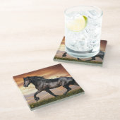 美しい黒馬 ガラスコースター (アングル)