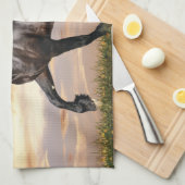 美しい黒馬 キッチンタオル (四つ折り)