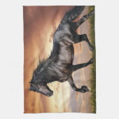 美しい黒馬 キッチンタオル (縦)