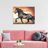 美しい黒馬 キャンバスプリント (インサイチュ (リビング))