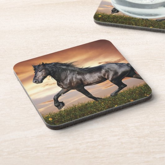 美しい黒馬 コースター (左側)