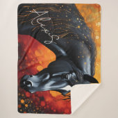 美しい黒馬 シェルパブランケット (正面)