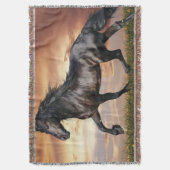 美しい黒馬 スローブランケット (正面縦)