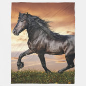 美しい黒馬 フリースブランケット (正面)
