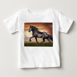 美しい黒馬 ベビーTシャツ