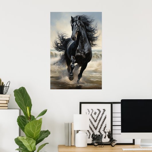 美しい黒馬 ポスター (ホームオフィス)