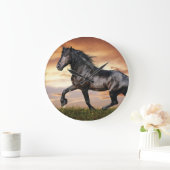 美しい黒馬 ラージ壁時計 (ホーム)