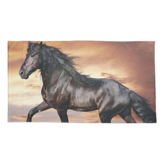 美しい黒馬 枕カバー (裏面)