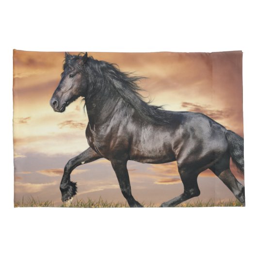 美しい黒馬 枕カバー (裏面-右)