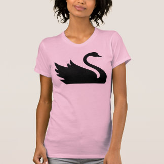 美しい黒鳥の鳥のプリント Tシャツ