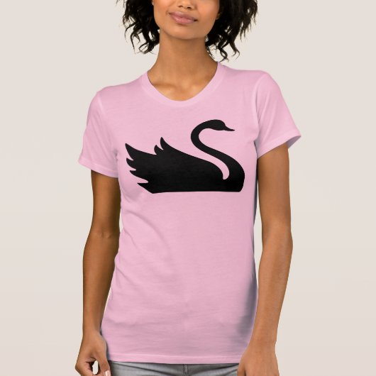 美しい黒鳥の鳥のプリント Tシャツ (正面)