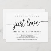 美しい黒 何も豪華ではなく 愛だけ、駆け落ち結婚 招待状 (正面/裏面)