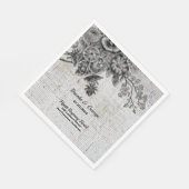 美しい黒/灰色の結婚花 スタンダードランチョンナプキン (角)