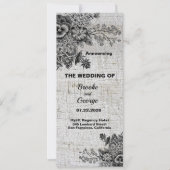 美しい黒/灰色の結婚花 案内状 (正面)