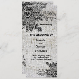 美しい黒/灰色の結婚花 案内状