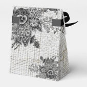 美しい黒/灰色の花の結婚式の引き出物ボックス フェイバーボックス (裏面サイド)