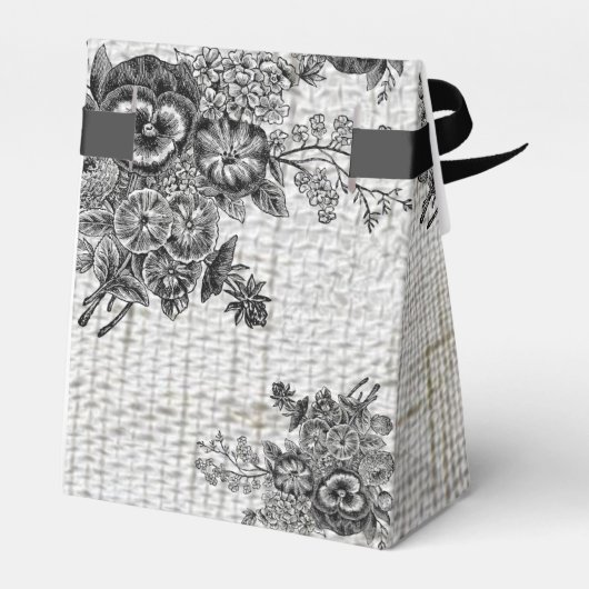 美しい黒/灰色の花の結婚式の引き出物ボックス フェイバーボックス (裏面サイド)