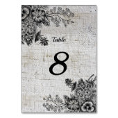 美しい黒/灰色の花結婚のテーブル テーブルナンバー (裏面)