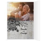 美しい黒/灰色の花結婚式サンキューカード (内側 (左))