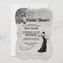 美しい黒/灰色の芸術的花 招待状