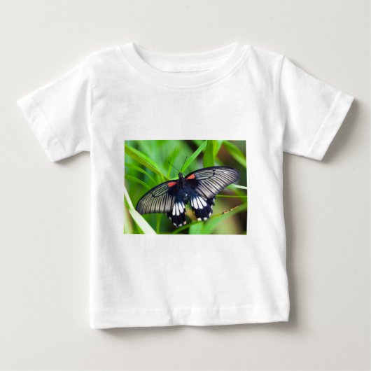 美しい黒、白、赤の蝶 ベビーTシャツ (正面)
