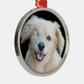 美しい1匹の注目された犬 メタルオーナメント (右)