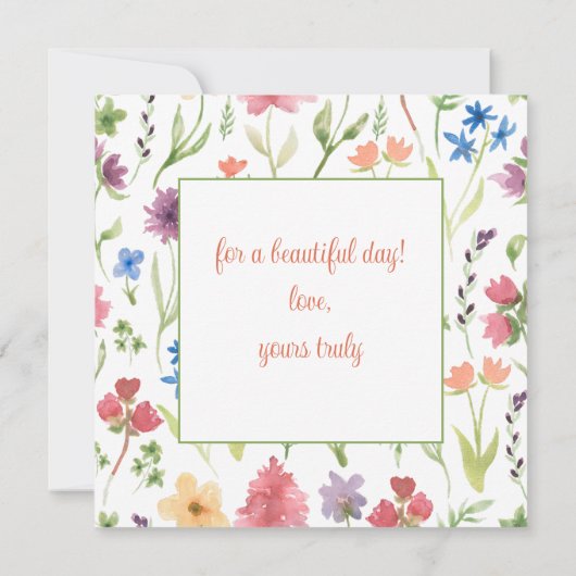 美しい1日をありがとう 花々と蝶々 サンキューカード (裏面)