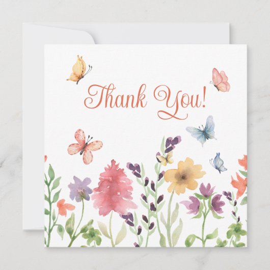 美しい1日をありがとう 花々と蝶々 サンキューカード (正面)