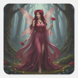 美しい1月ガーネット妖精 スクエアシール