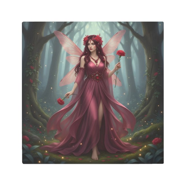 美しい1月ガーネット妖精 メタルプリント (正面)