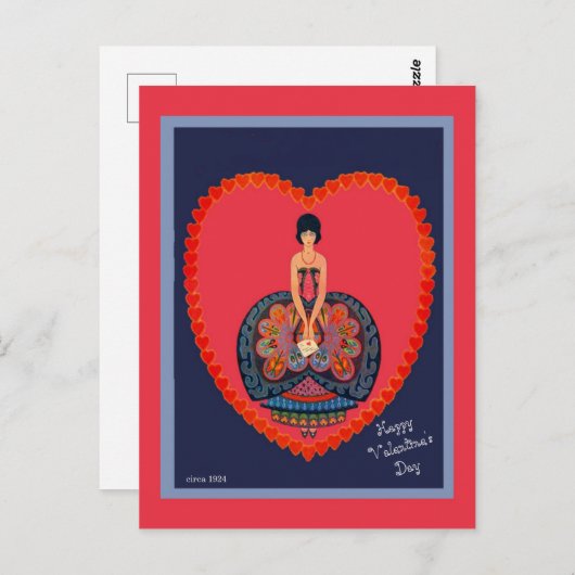 美しい1920のバレンタインヴィンテージデザインコピー ポストカード (正面/裏面)