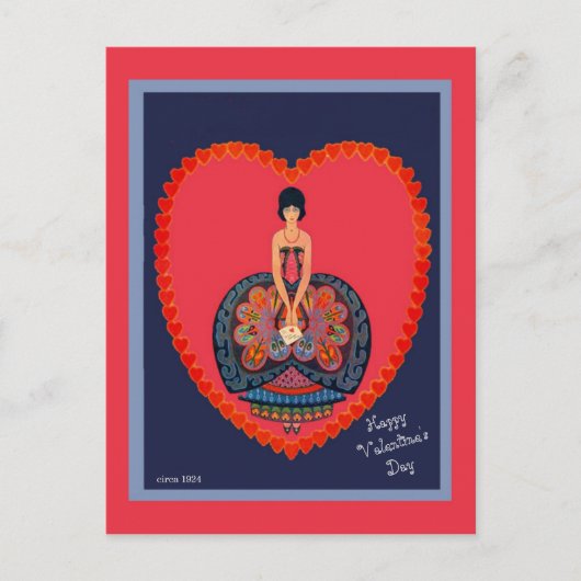 美しい1920のバレンタインヴィンテージデザインコピー ポストカード (正面)