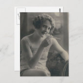 美しい1920の喫煙フラッパーの女の子の写真 ポストカード (正面/裏面)