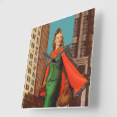 美しい1940年代のアップタウンガール スクエア壁時計 (傾斜)