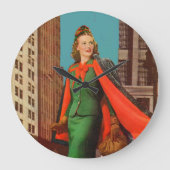 美しい1940年代のアップタウンガール ラージ壁時計 (正面)