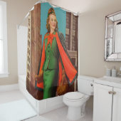 美しい1940年代アップタウンの女の子のプリント シャワーカーテン (インサイチュ)