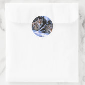 美しい2匹のオオカミの絵 ラウンドシール (バッグ)