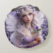 美しい2月の妖精のバイオリン ラウンドクッション (裏面)