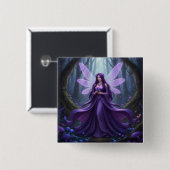 美しい2月アメジスト妖精 缶バッジ (正面&裏面)