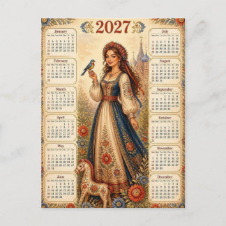 美しい2027年カレンダー ポストカード
