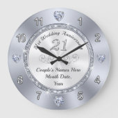 美しい21周年結婚記念日の贈り物アイデア ラージ壁時計 (正面)