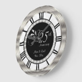 美しい25thシルバーダイヤモンドの記念日 ラージ壁時計 (傾斜)