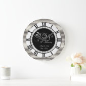 美しい25thシルバーダイヤモンドの記念日 ラージ壁時計 (ホーム)