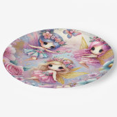 美しい3かわいいカラフル踊りフローラ妖精 ペーパープレート (アングル)