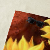 美しい3つのひまわりビーチタオル絵画- s ビーチタオル (インサイチュ)