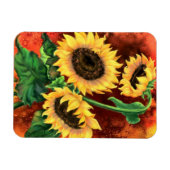 美しい3つのひまわりマグネット絵画- s マグネット (横)