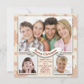 美しい3枚の写真メリークリスマスフォトカード シーズンカード (正面)