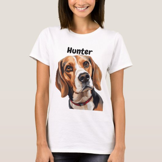 美しい3色のビーグルドッグ顔 Tシャツ (正面)