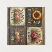 美しい3D木製シンボルや象徴と隆起フローラ タペストリー (正面(横))