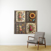 美しい3D木製シンボルや象徴と隆起フローラ タペストリー (インサイチュ(横))